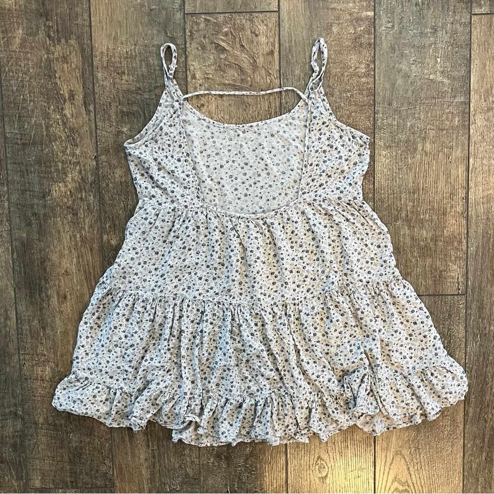 brandy melville jada dress grey with blue florals - Picture 3 of 7